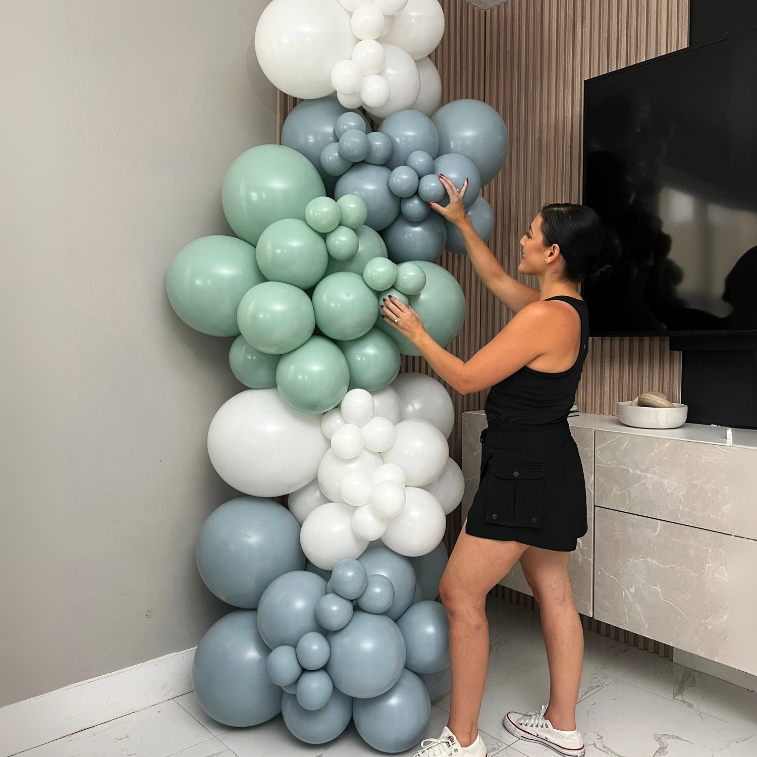 POP UP Balloon Garland Kit - Blue Gray & Mint