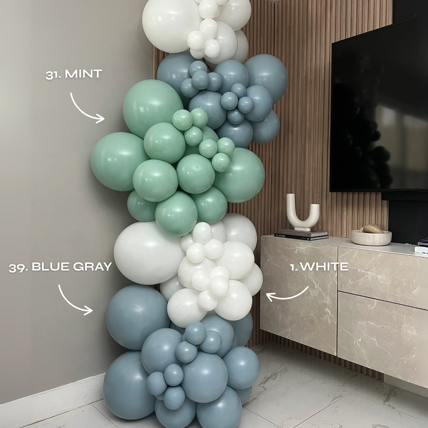 POP UP Balloon Garland Kit - Blue Gray & Mint