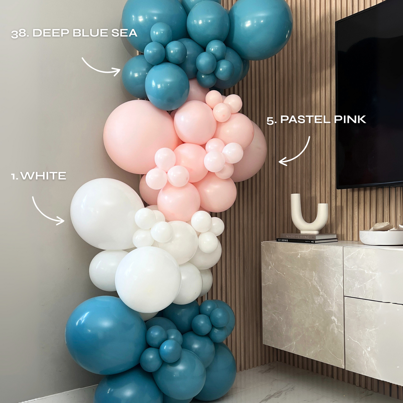 POP UP Balloon Garland Kit - Pastel Pink & Deep Blue Sea