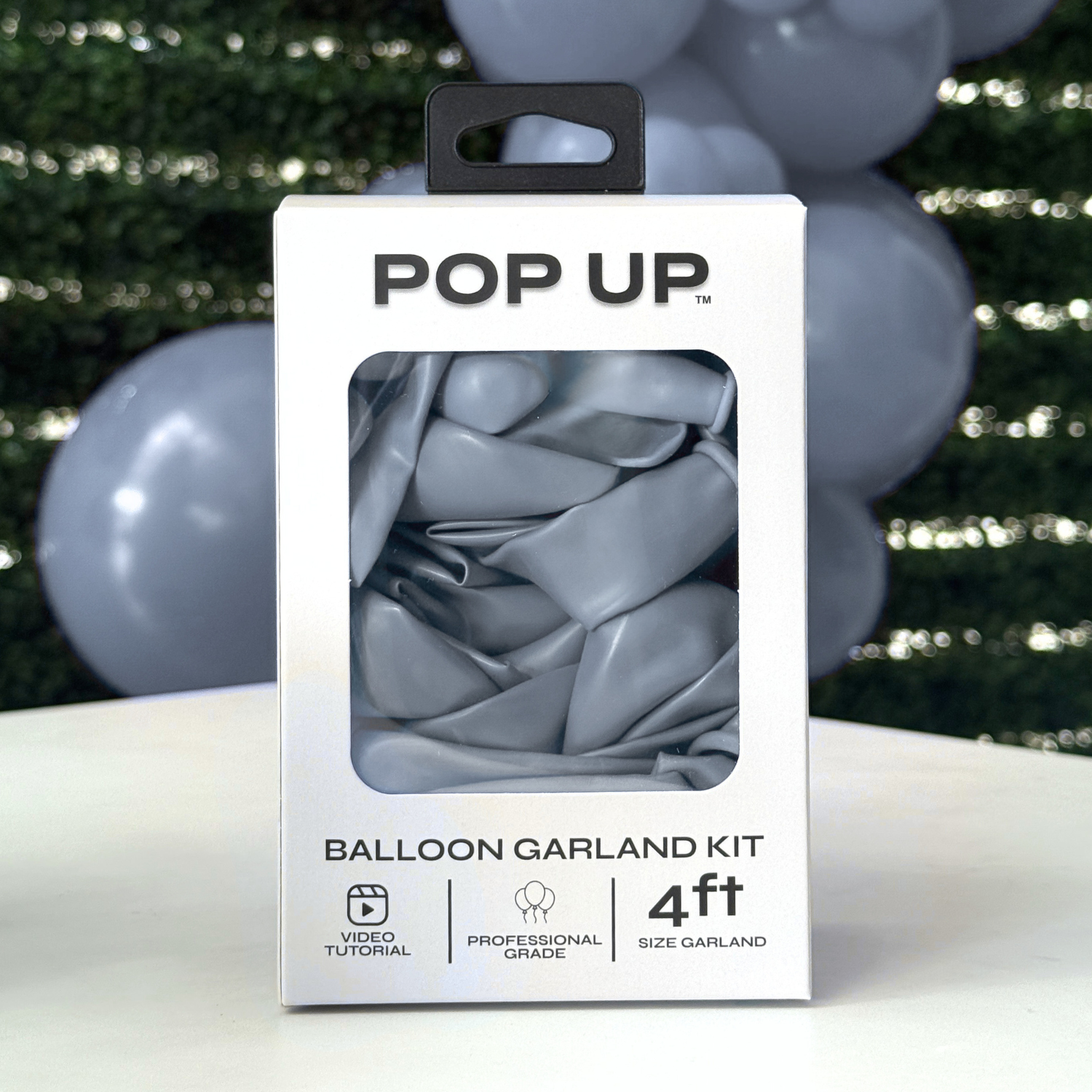 Pop Up Balloon Garland Kit, Mix & Match Gray 4ft Professional Grade Latex Balloon Arch