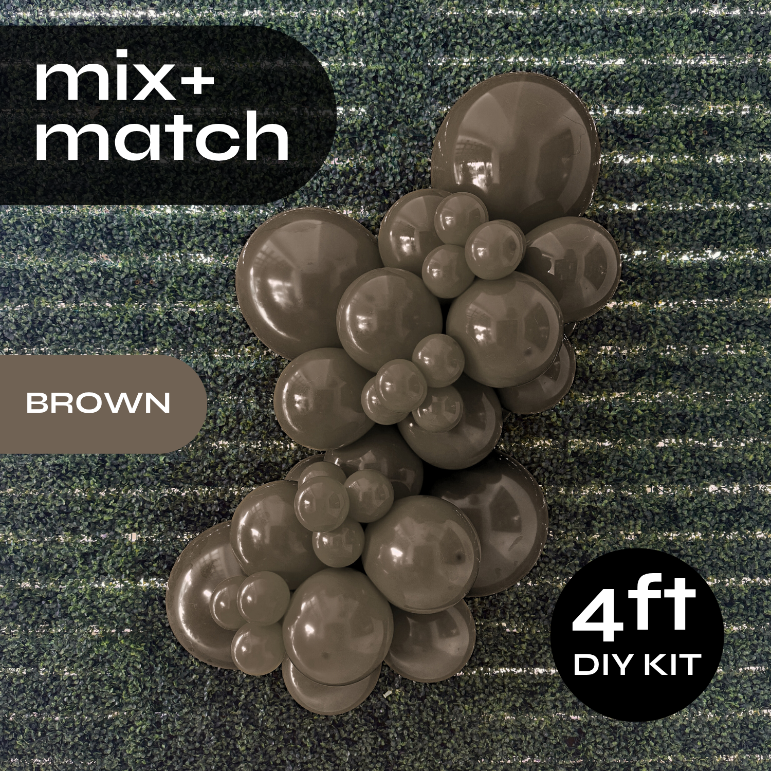 Pop Up Balloon Garland Kit, Mix & Match Brown 4ft Professional Grade Latex Balloon Arch