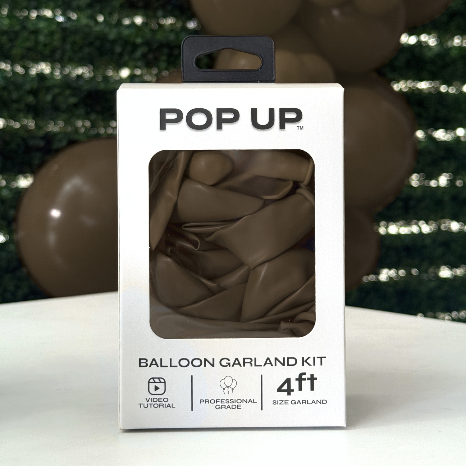 Pop Up Balloon Garland Kit, Mix & Match Brown 4ft Professional Grade Latex Balloon Arch