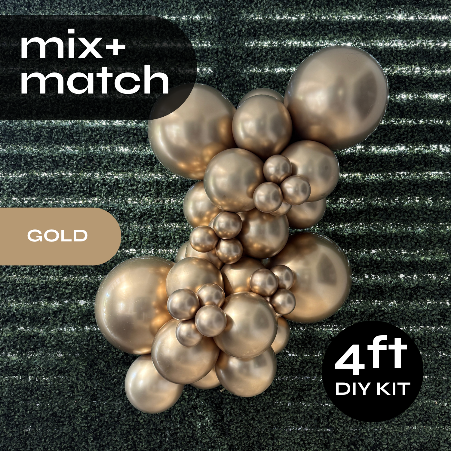 Pop Up Balloon Garland Kit, Mix & Match Gold 4ft Professional Grade Latex Balloon Arch