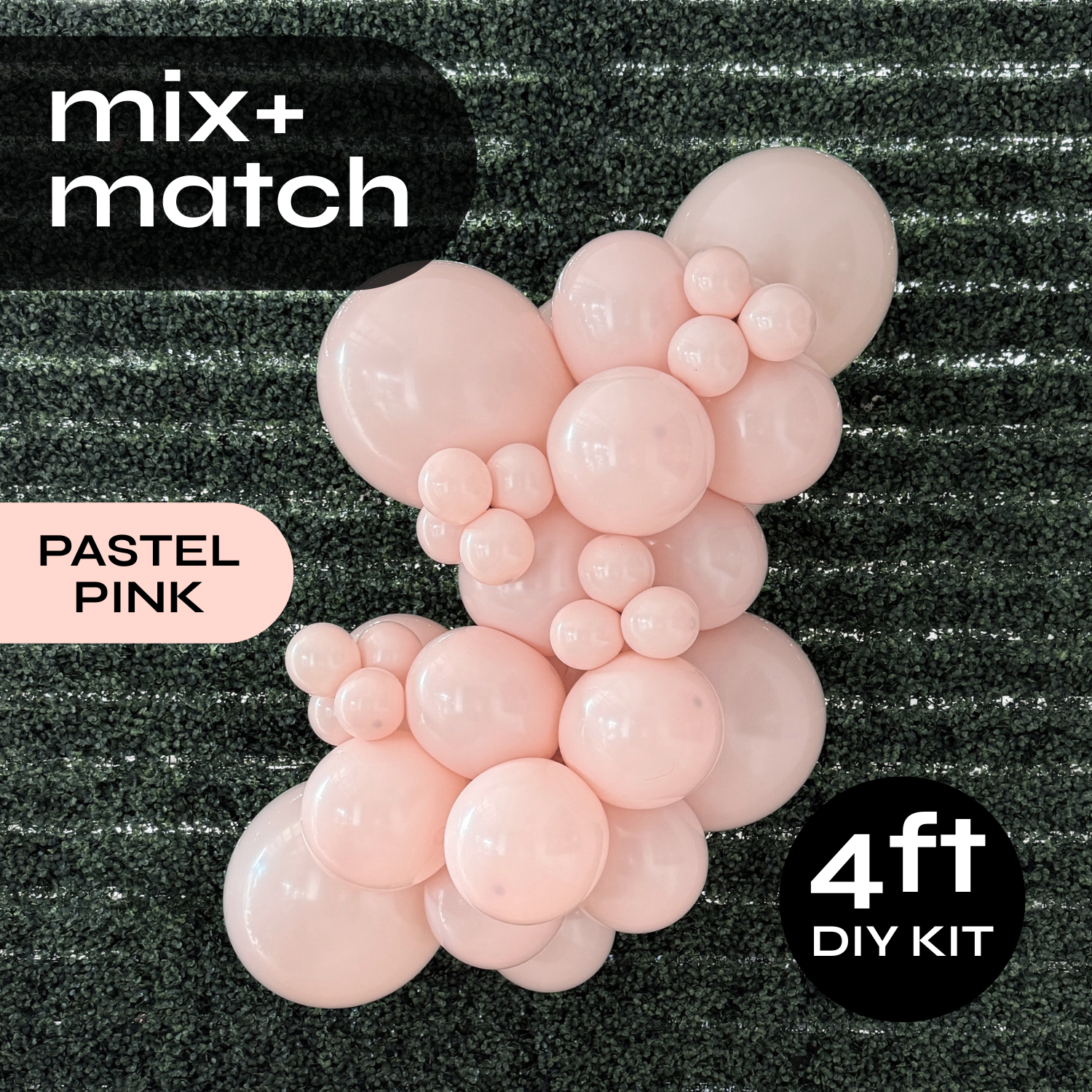 Pop Up Balloon Garland Kit, Mix & Match Pastel Pink 4ft Professional Grade Latex Balloon Arch