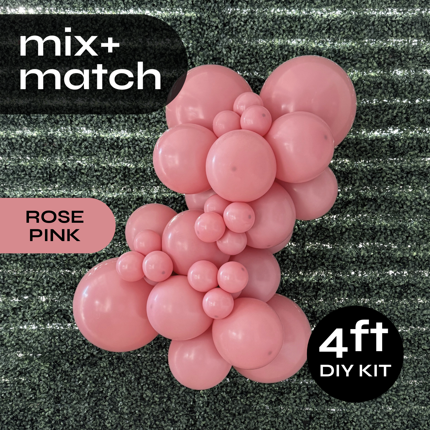 Pop Up Balloon Garland Kit, Mix & Match Rose Pink 4ft Professional Grade Latex Balloon Arch