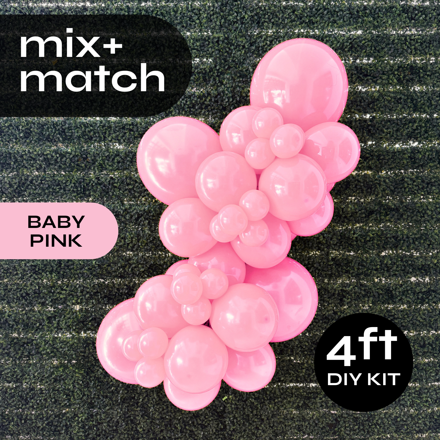 Pop Up Balloon Garland Kit, Mix & Match Baby Pink 4ft Professional Grade Latex Balloon Arch