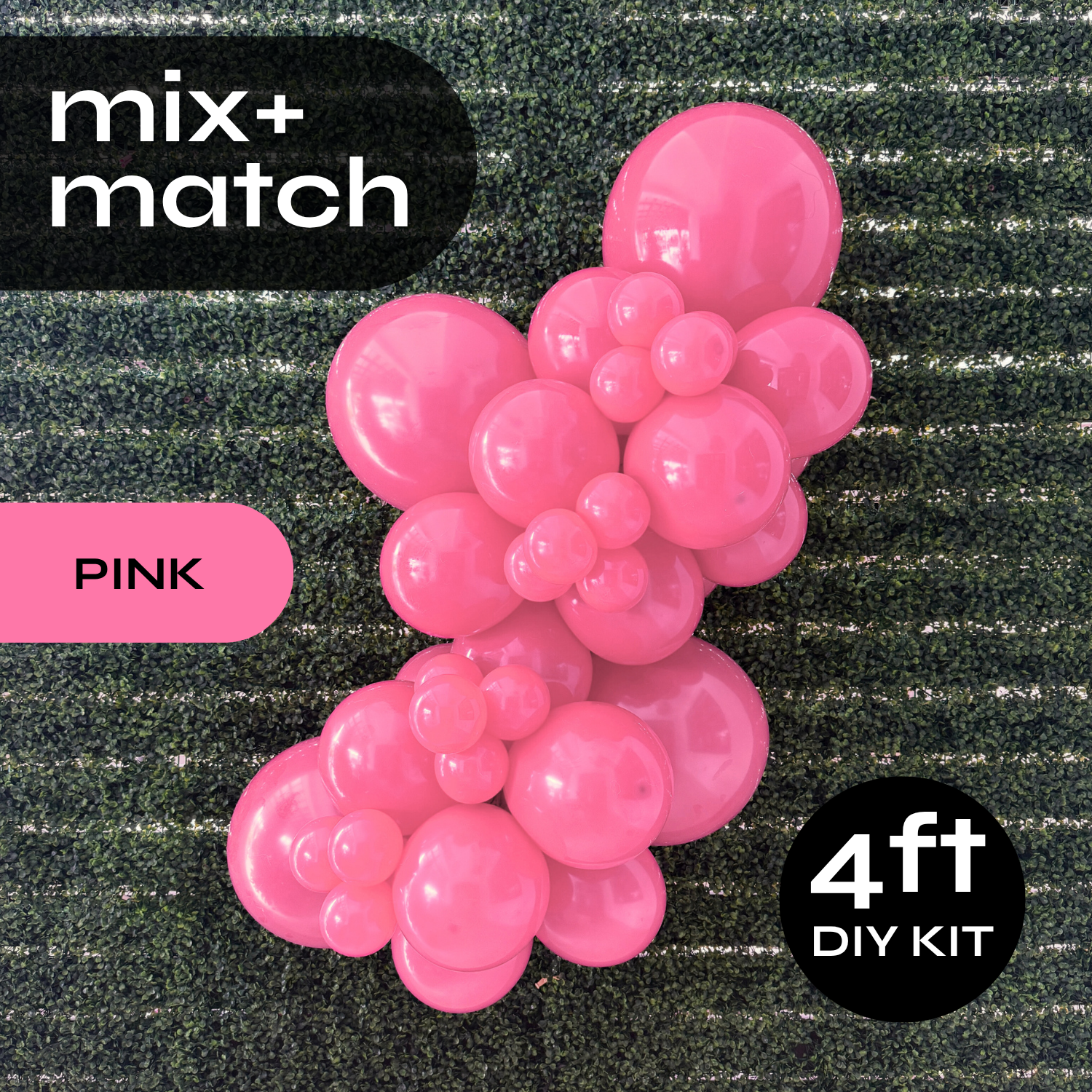 Pop Up Balloon Garland Kit, Mix & Match Pink 4ft Professional Grade Latex Balloon Arch