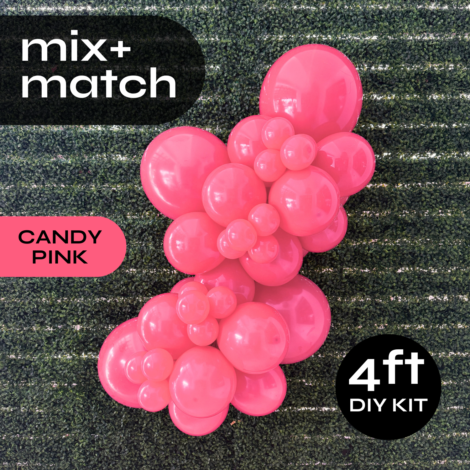 Pop Up Balloon Garland Kit, Mix & Match Candy Pink 4ft Professional Grade Latex Balloon Arch