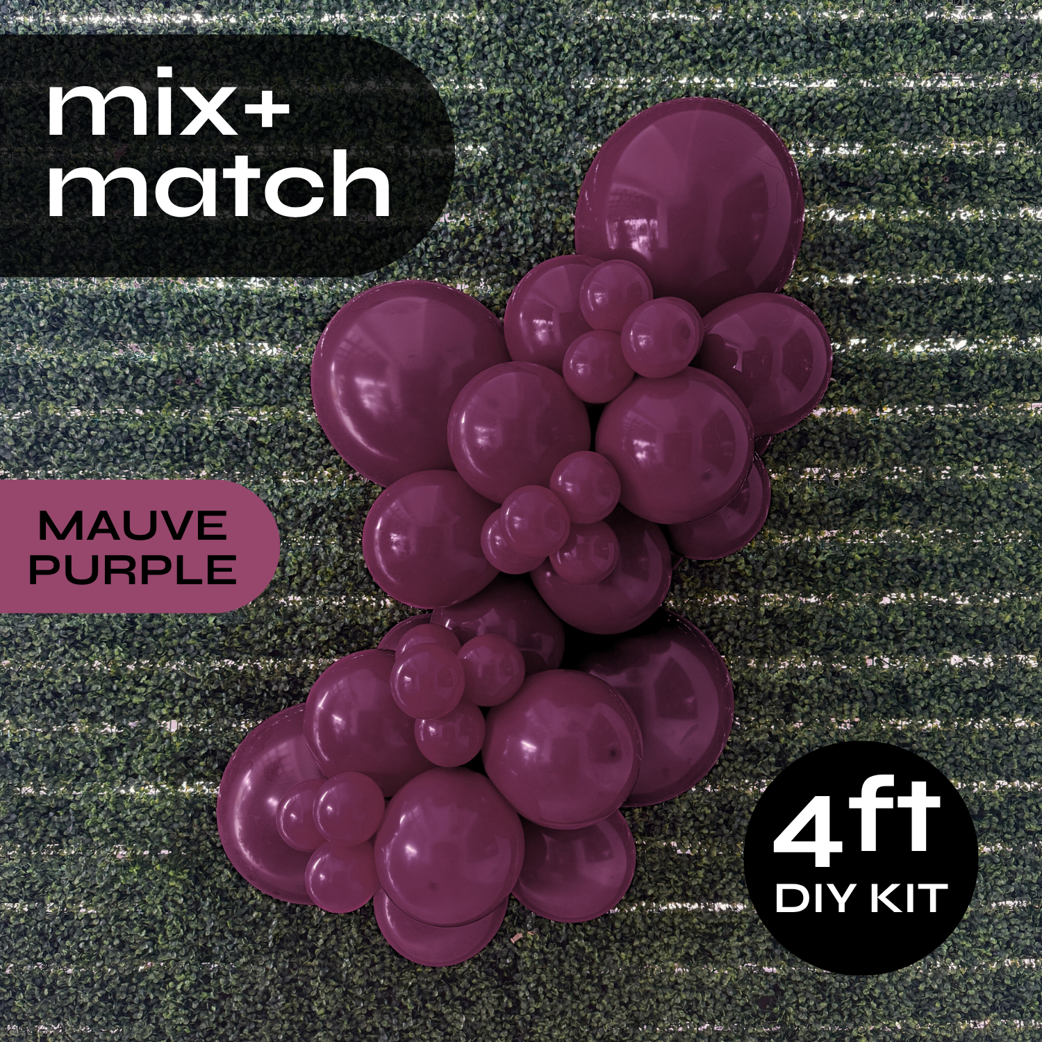 Pop Up Balloon Garland Kit, Mix & Match Mauve Purple 4ft Professional Grade Latex Balloon Arch