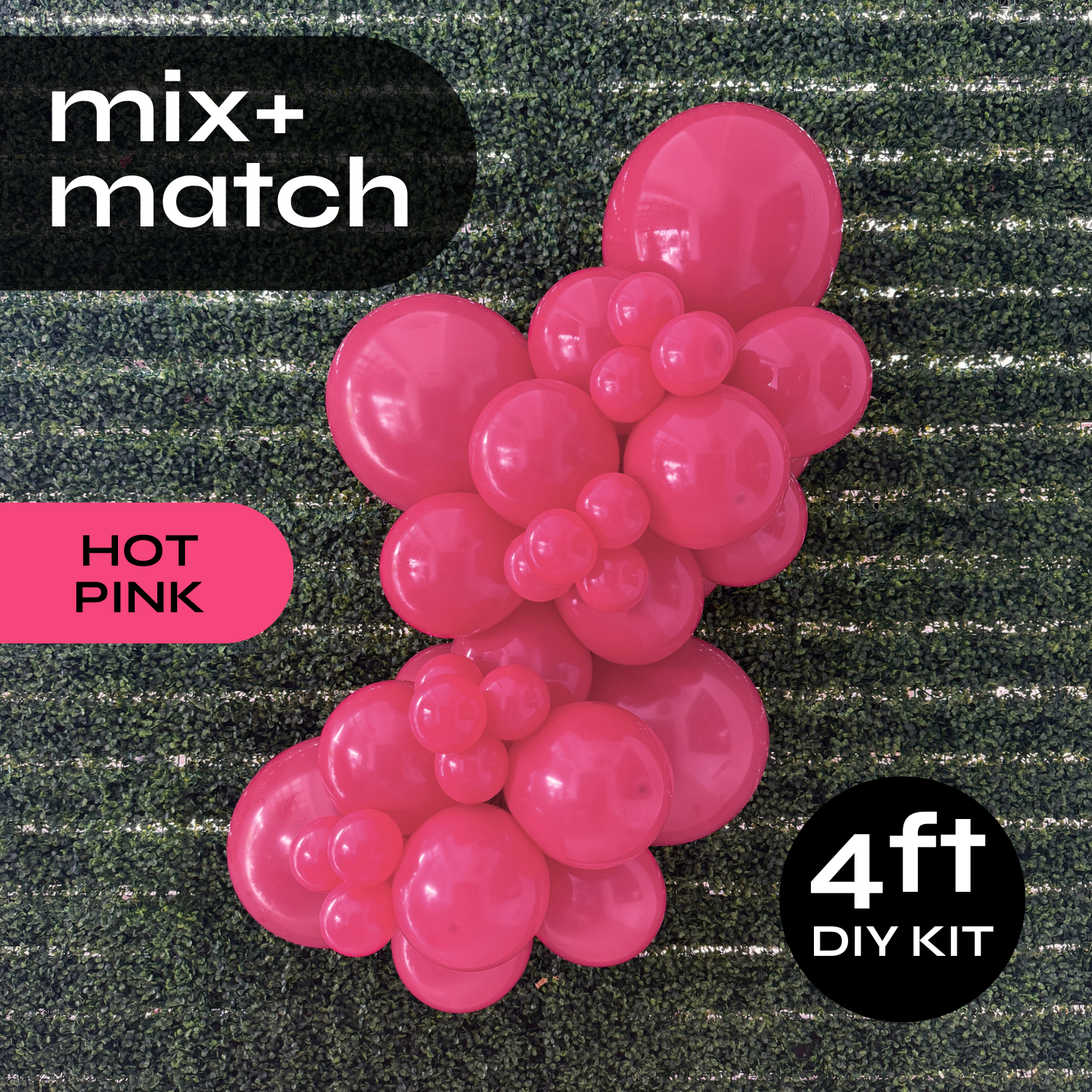 Pop Up Balloon Garland Kit, Mix & Match Hot Pink 4ft Professional Grade Latex Balloon Arch
