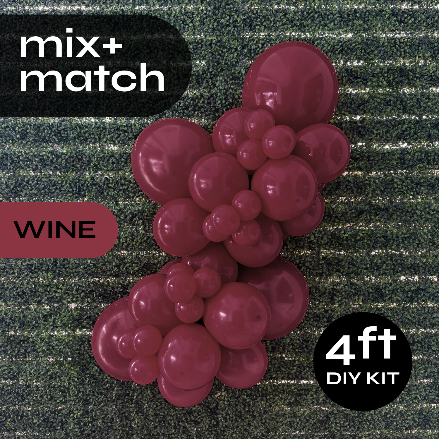 Pop Up Balloon Garland Kit, Mix & Match Wine 4ft Professional Grade Latex Balloon Arch
