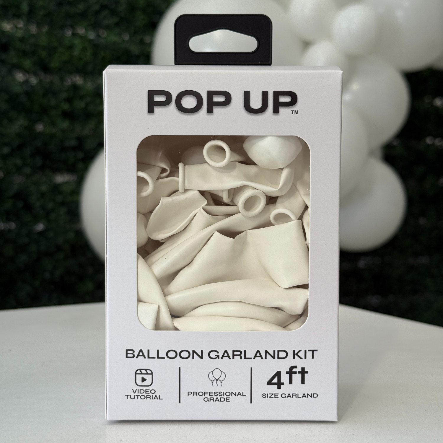 Pop Up Balloon Garland Kit, Mix & Match White 4ft Professional Grade Latex Balloon Arch