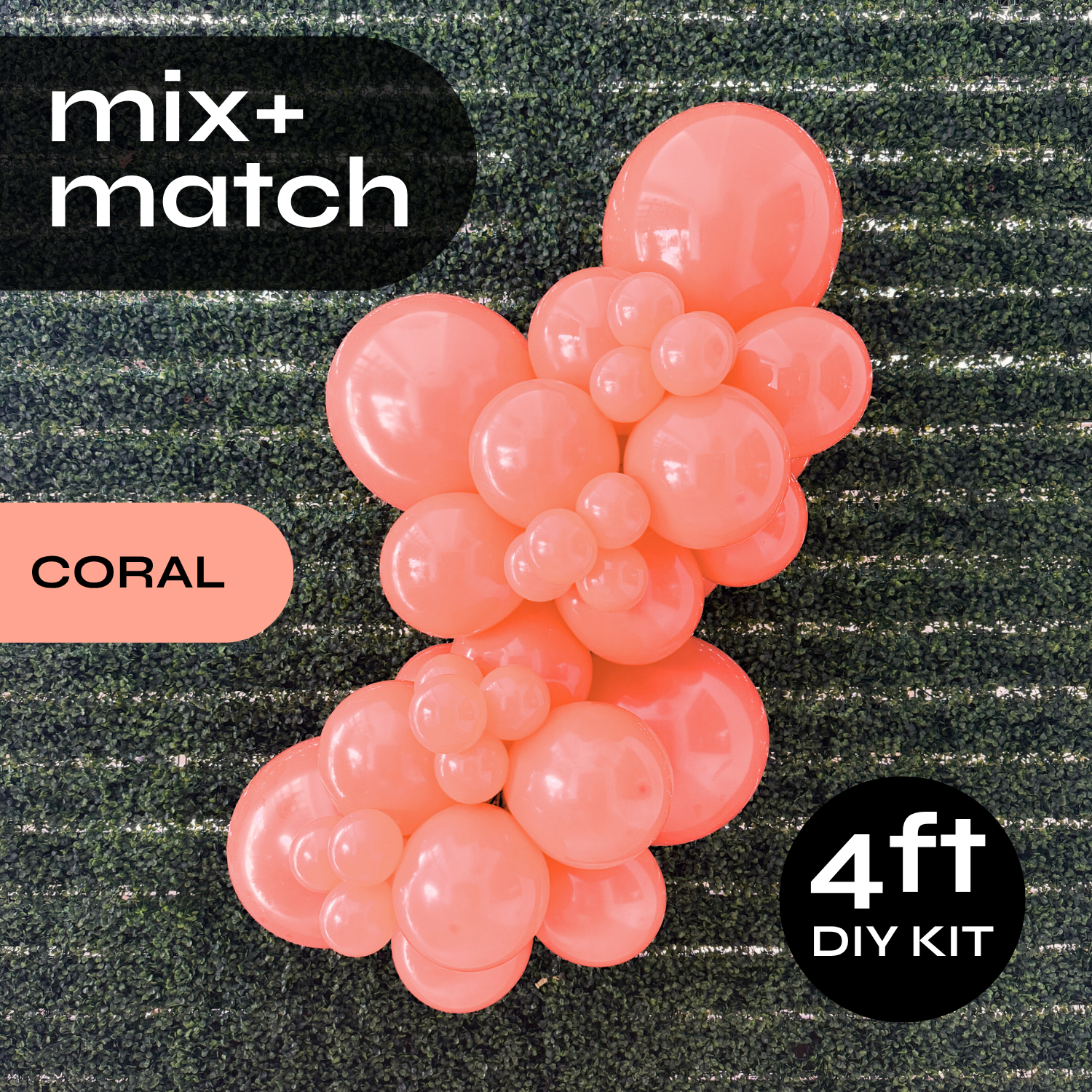 Pop Up Balloon Garland Kit, Mix & Match Coral 4ft Professional Grade Latex Balloon Arch
