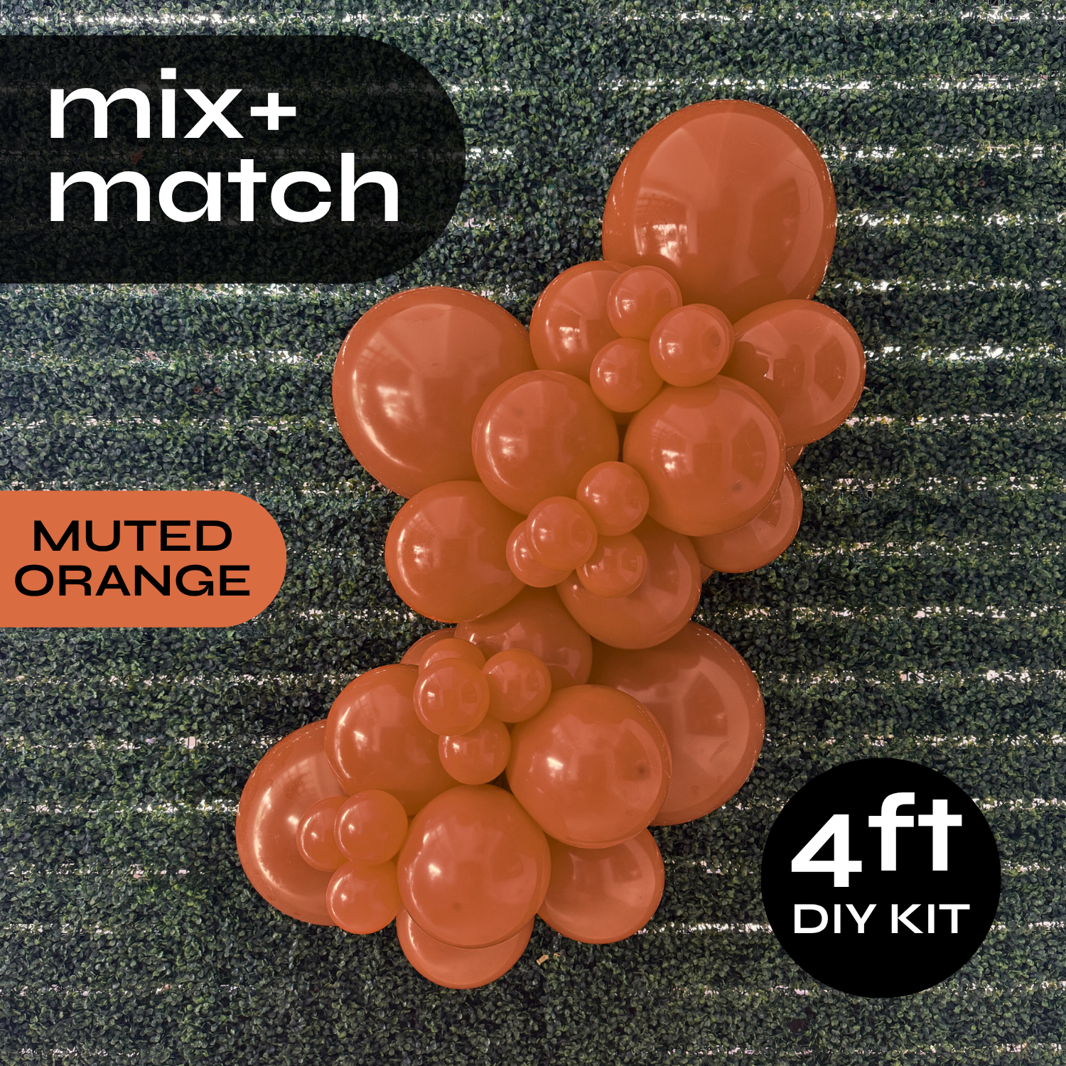 Pop Up Balloon Garland Kit, Mix & Match Muted Orange 4ft Professional Grade Latex Balloon Arch