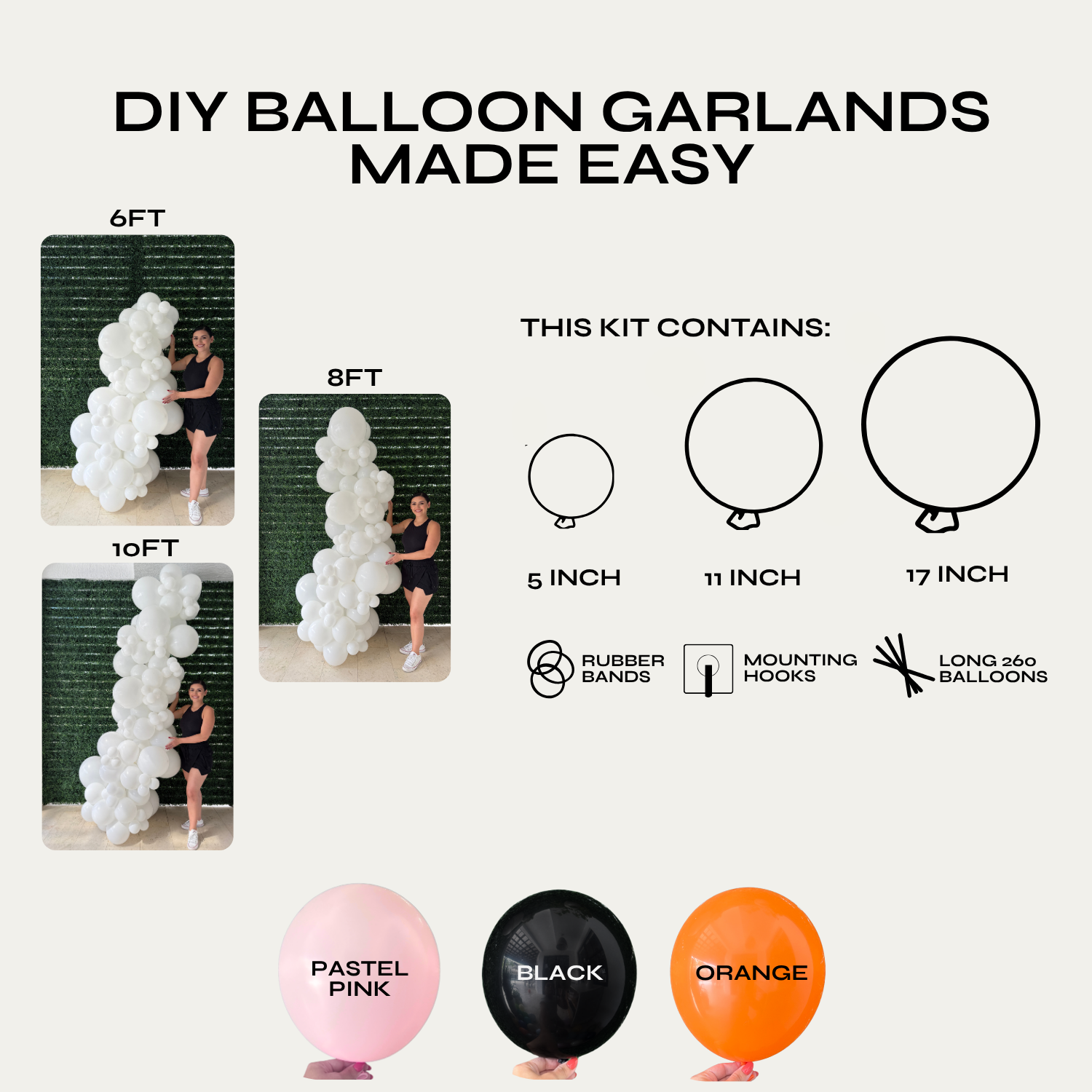 Halloween Balloon Garland Kit - Pastel Pink & Orange