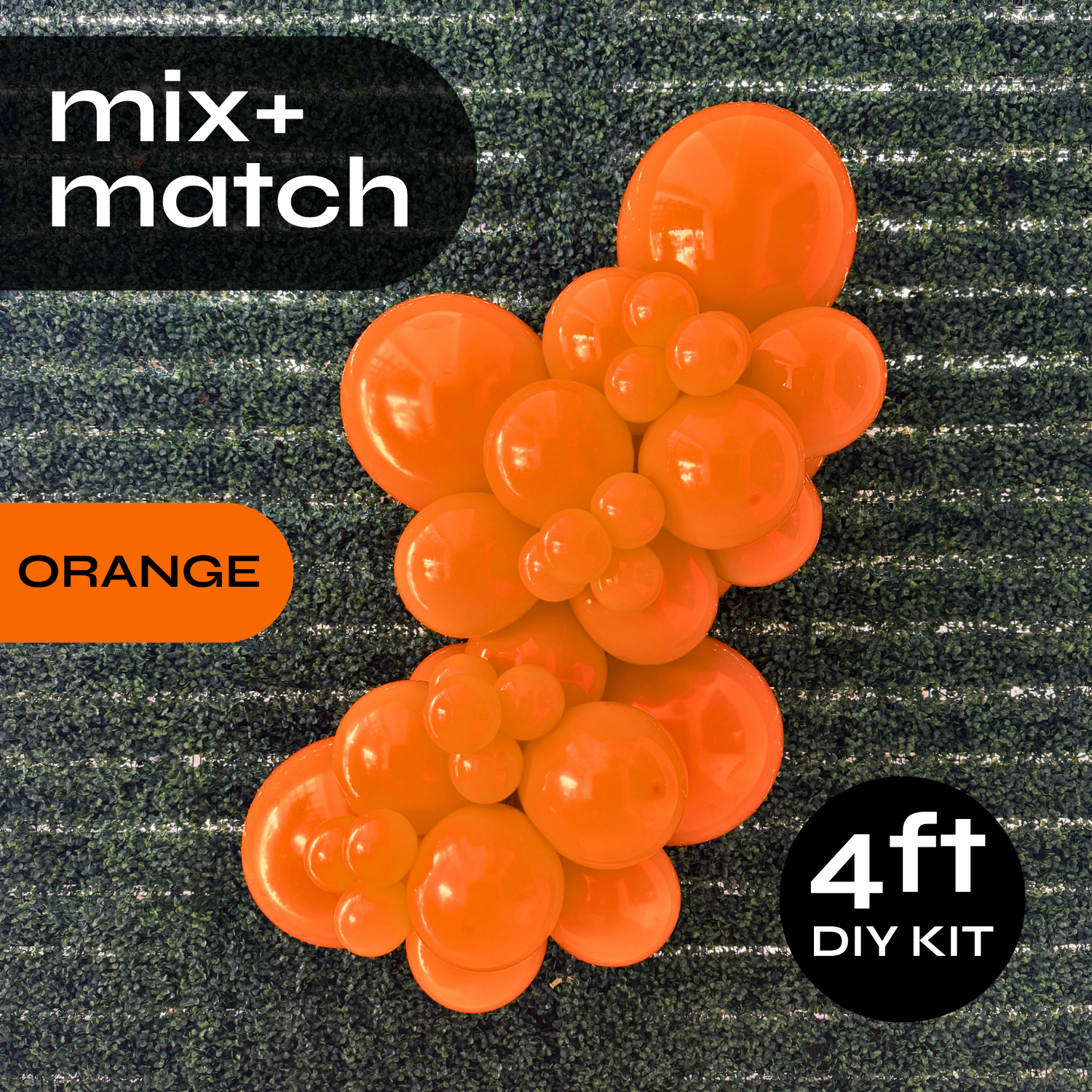 Pop Up Balloon Garland Kit, Mix & Match Orange 4ft Professional Grade Latex Balloon Arch