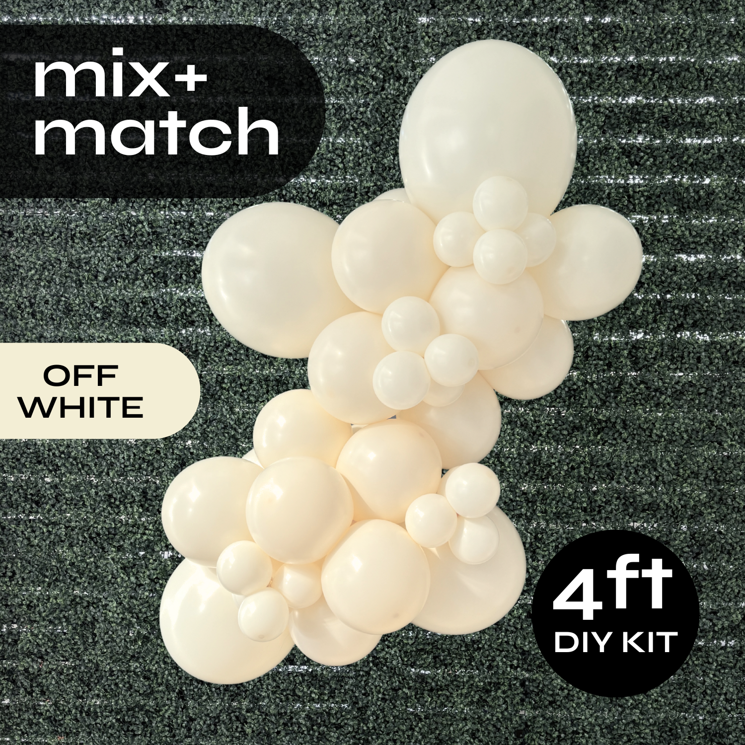 Pop Up Balloon Garland Kit, Mix & Match Off White 4ft Professional Grade Latex Balloon Arch