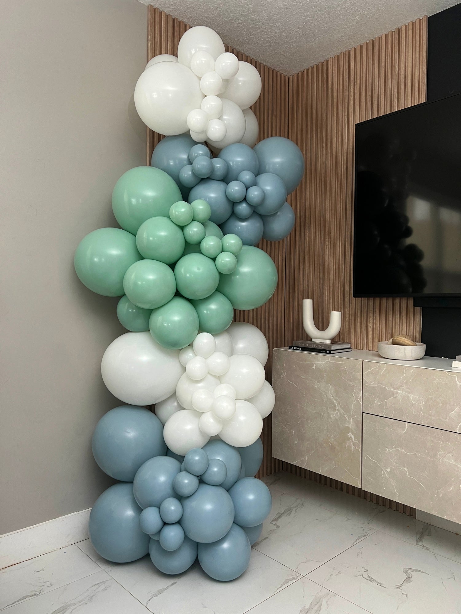 POP UP Balloon Garland Kit - Blue Gray & Mint