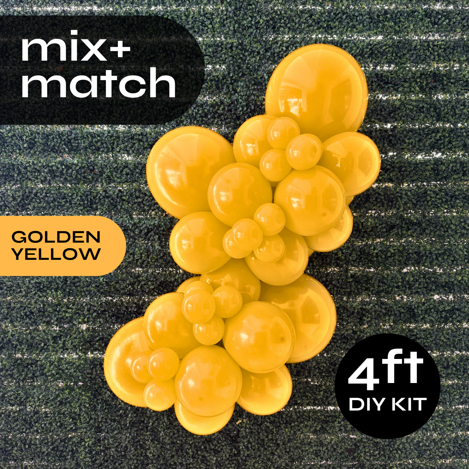 Pop Up Balloon Garland Kit, Mix & Match Golden Yellow 4ft Professional Grade Latex Balloon Arch