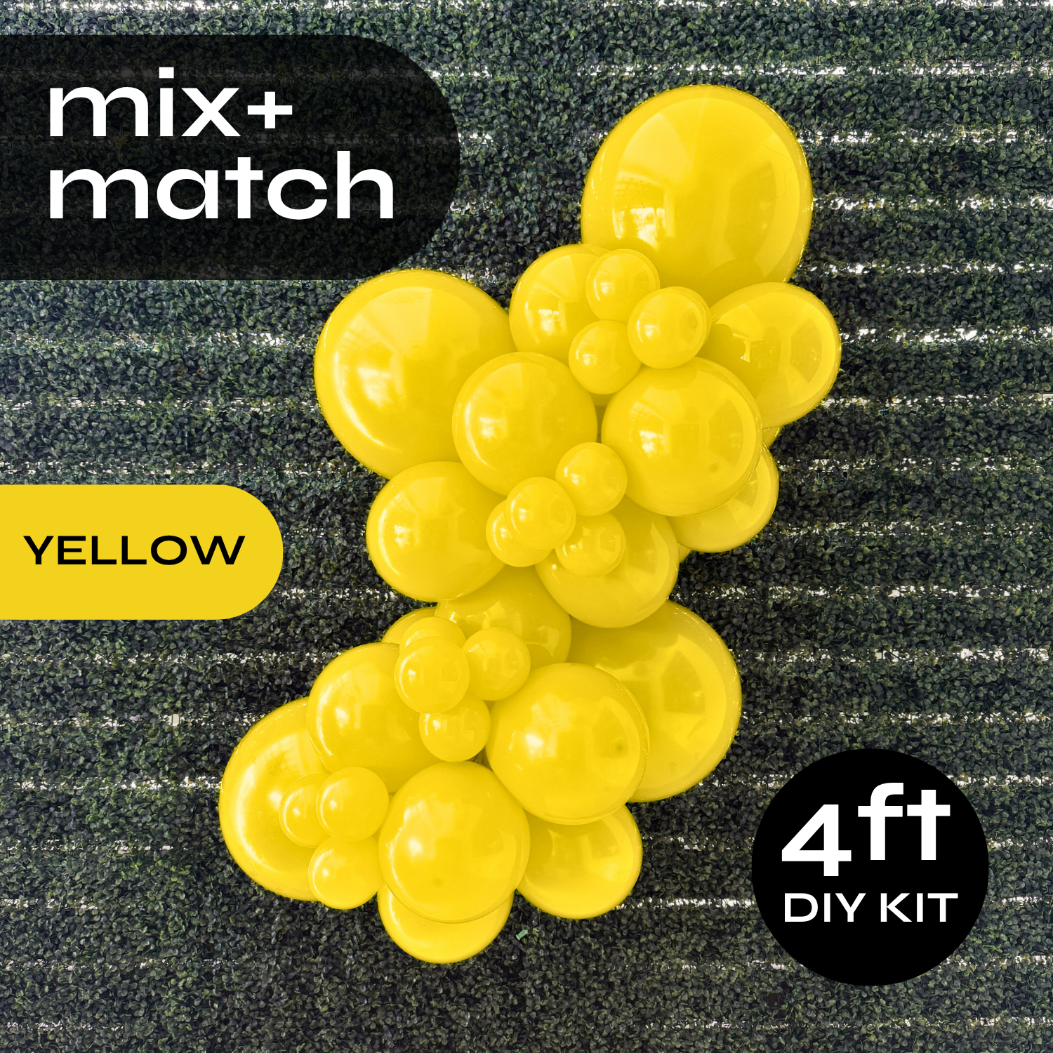 Pop Up Balloon Garland Kit, Mix & Match Yellow 4ft Professional Grade Latex Balloon Arch