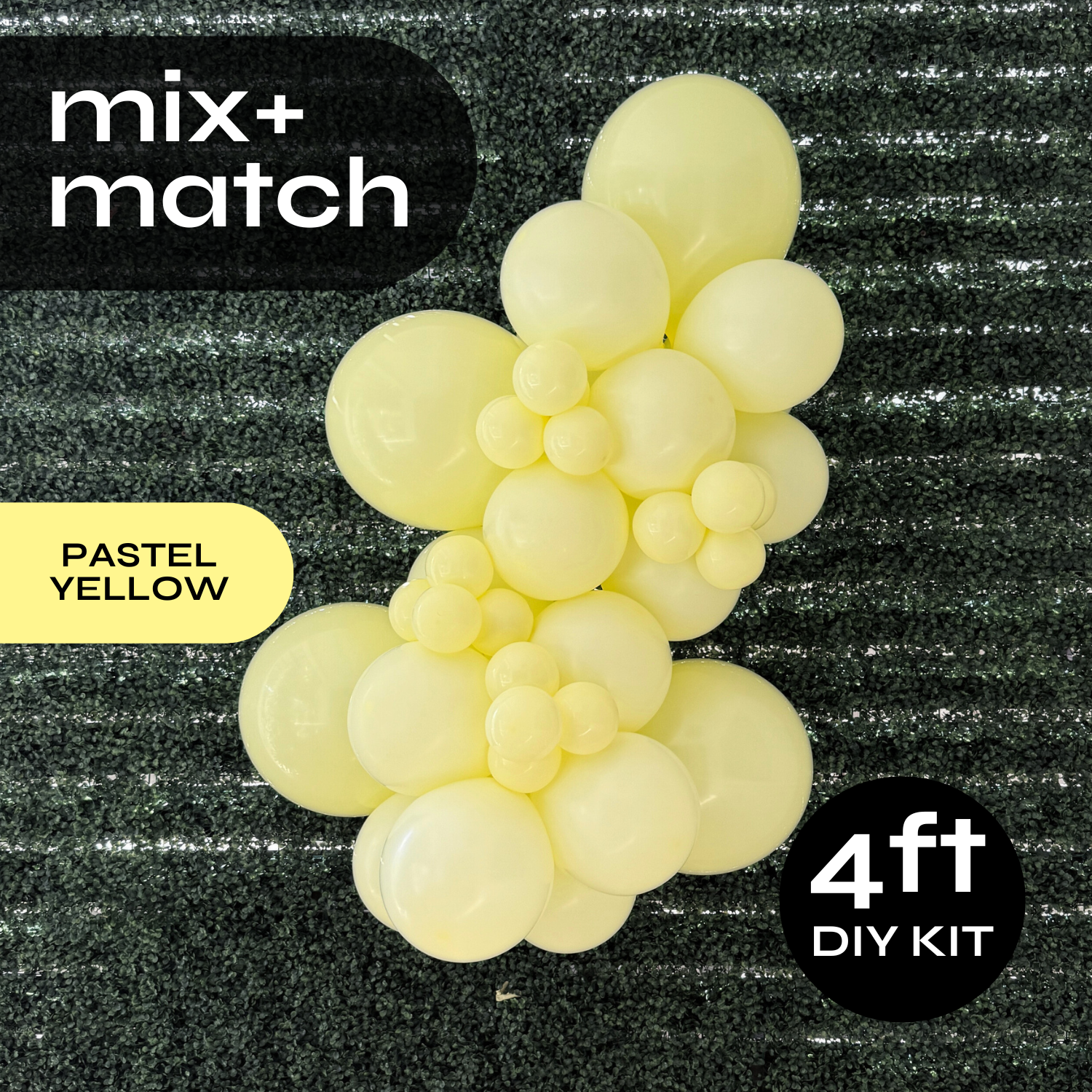 Pop Up Balloon Garland Kit, Mix & Match Pastel Yellow 4ft Professional Grade Latex Balloon Arch