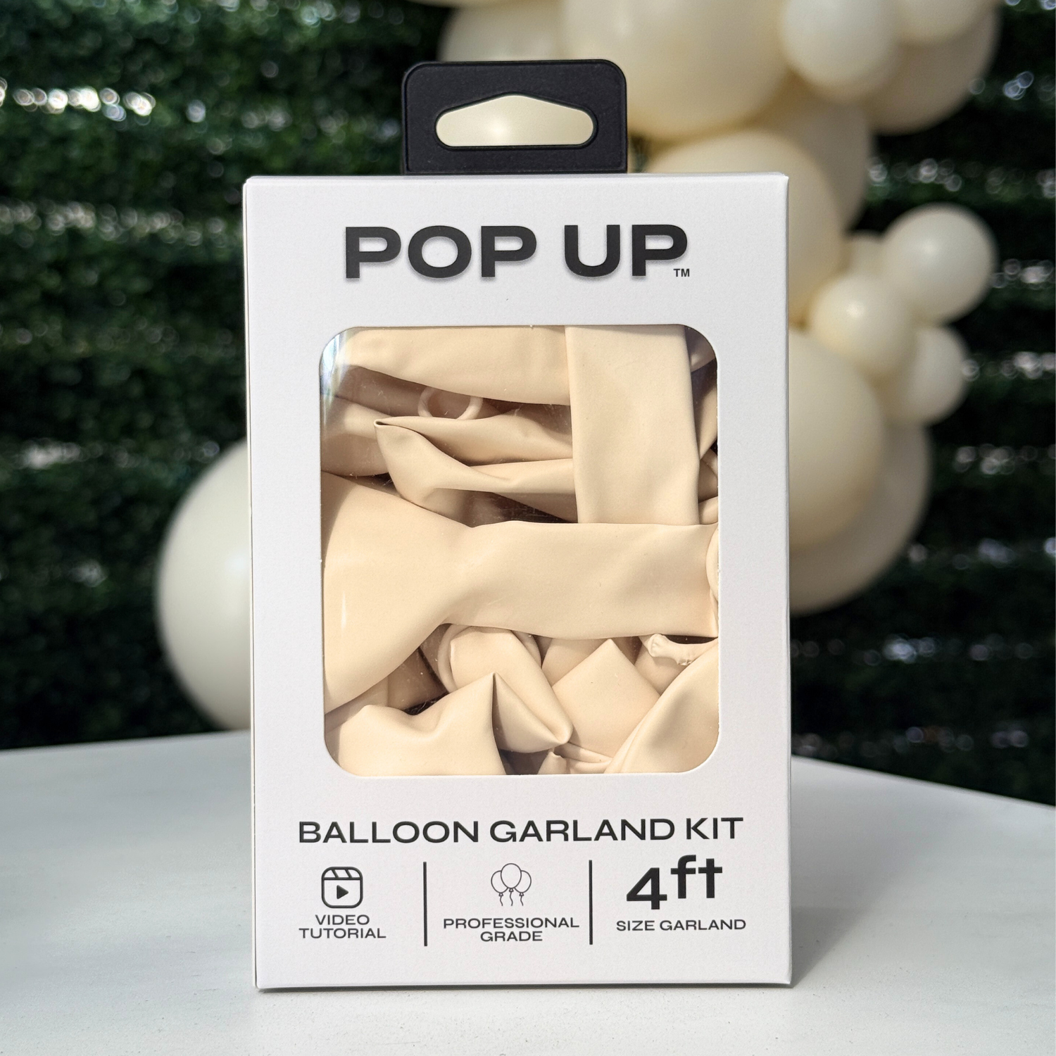 Pop Up Balloon Garland Kit, Mix & Match Off White 4ft Professional Grade Latex Balloon Arch