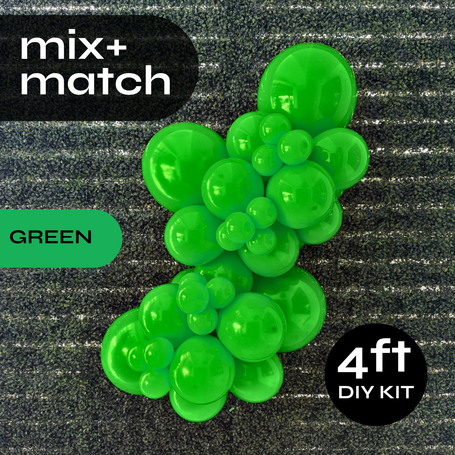 Pop Up Balloon Garland Kit, Mix & Match Green 4ft Professional Grade Latex Balloon Arch