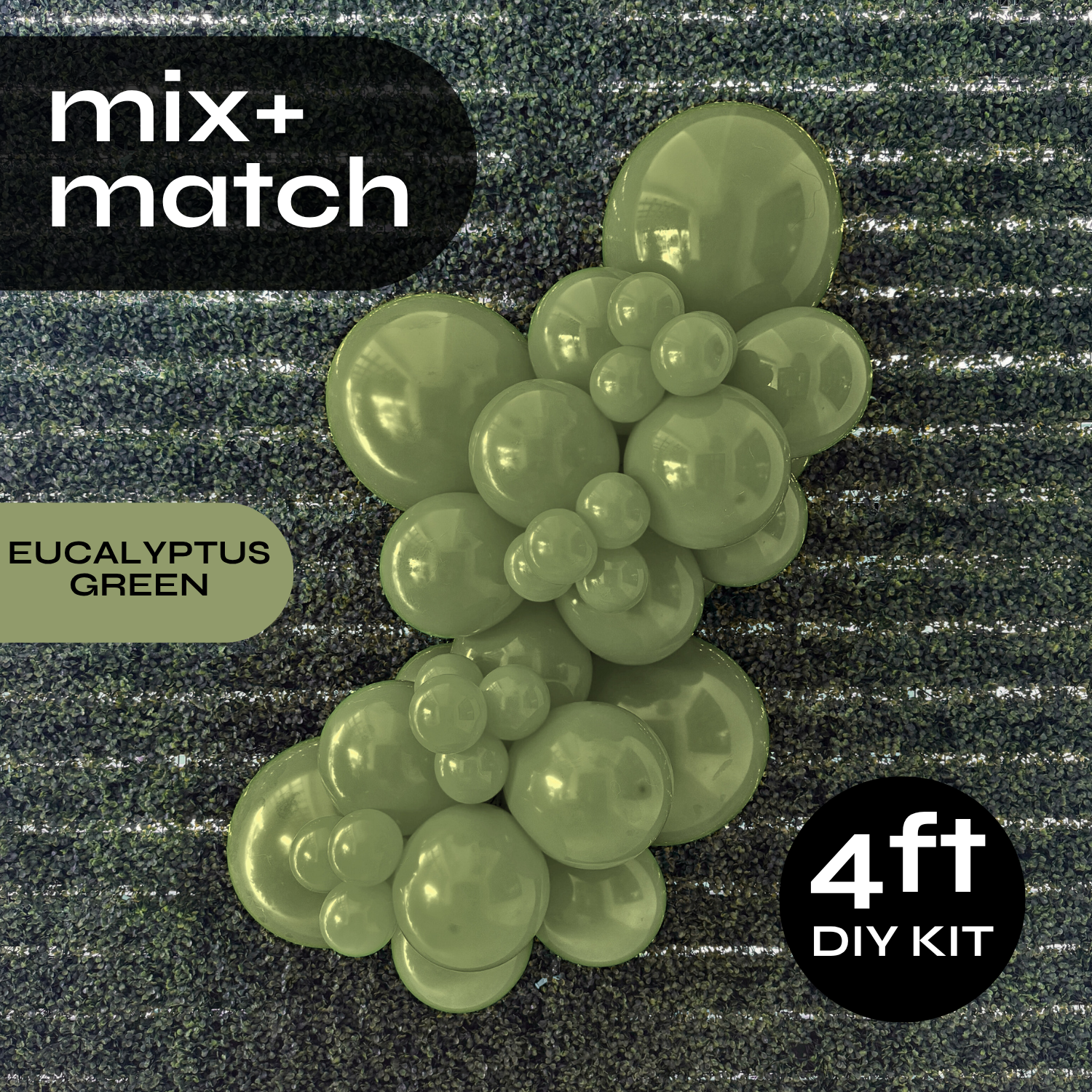 Pop Up Balloon Garland Kit, Mix & Match Eucalyptus Green 4ft Professional Grade Latex Balloon Arch