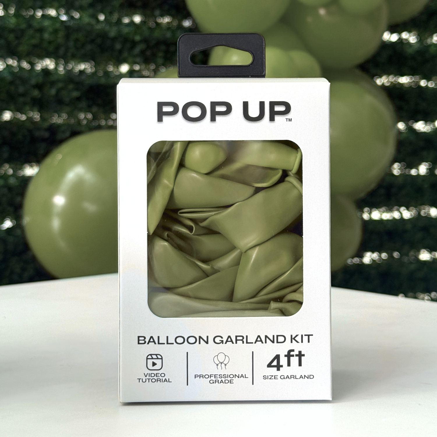Pop Up Balloon Garland Kit, Mix & Match Eucalyptus Green 4ft Professional Grade Latex Balloon Arch