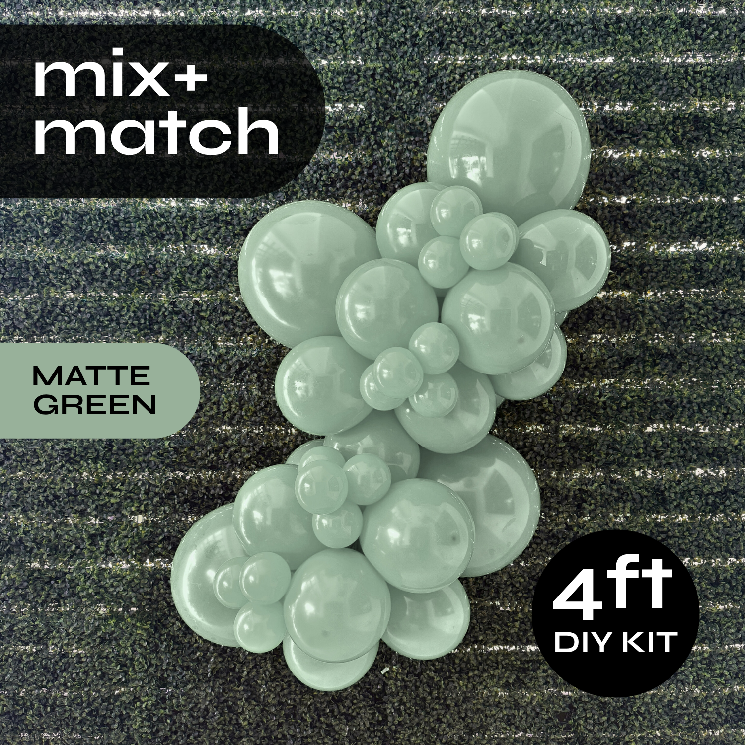 Pop Up Balloon Garland Kit, Mix & Match Matte Green 4ft Professional Grade Latex Balloon Arch