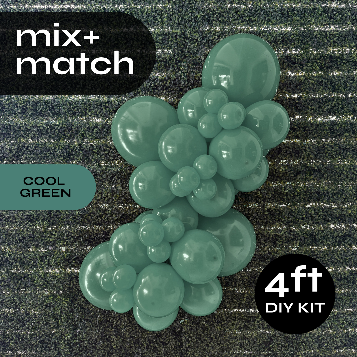Pop Up Balloon Garland Kit, Mix & Match Cool Green 4ft Professional Grade Latex Balloon Arch