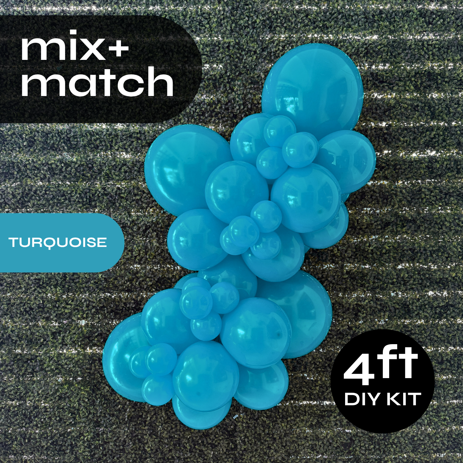Pop Up Balloon Garland Kit, Mix & Match Turquoise 4ft Professional Grade Latex Balloon Arch