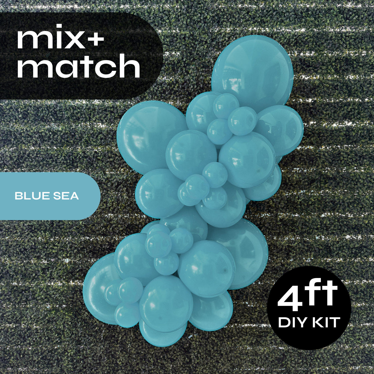 Pop Up Balloon Garland Kit, Mix & Match Blue Sea 4ft Professional Grade Latex Balloon Arch