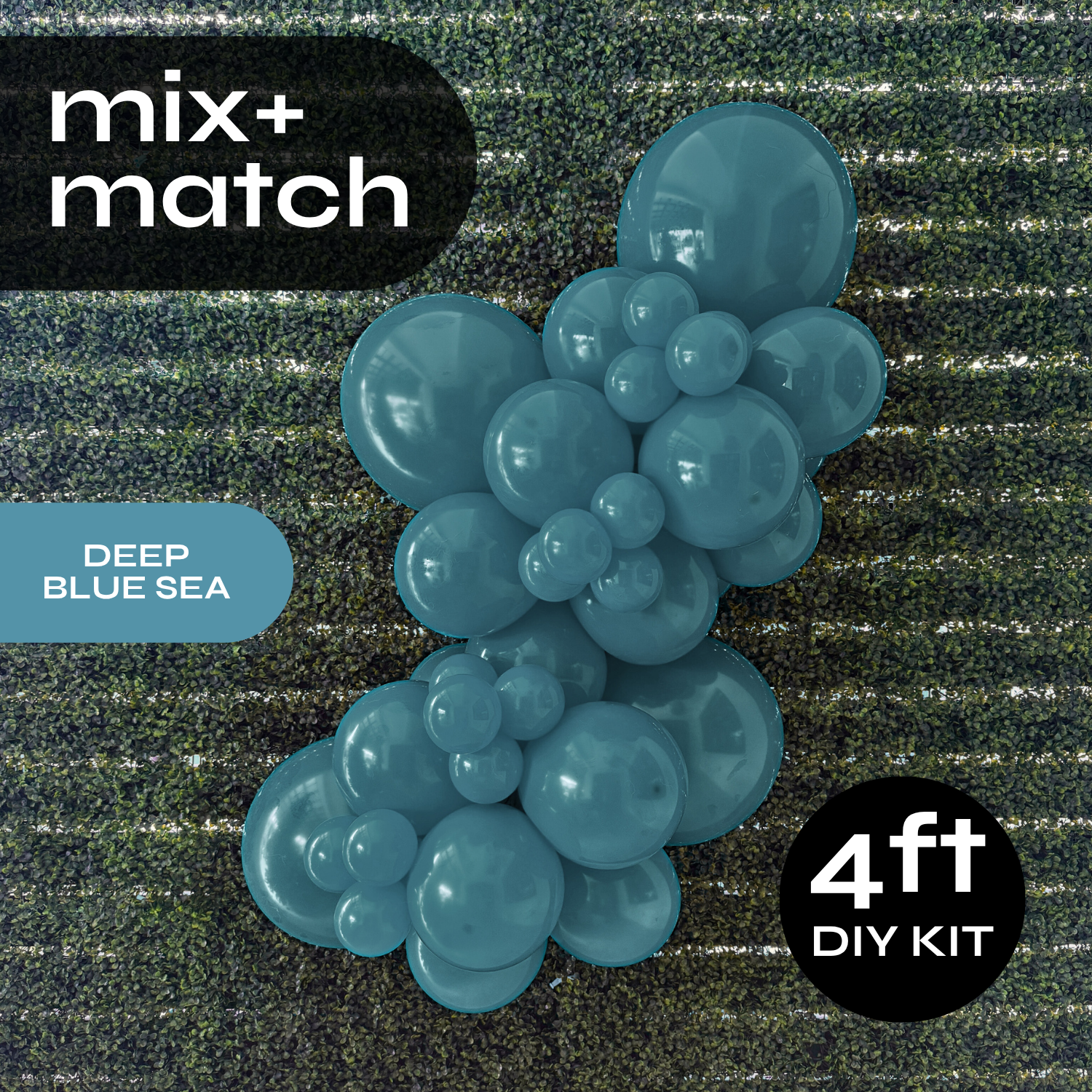 Pop Up Balloon Garland Kit, Mix & Match Deep Blue Sea 4ft Professional Grade Latex Balloon Arch