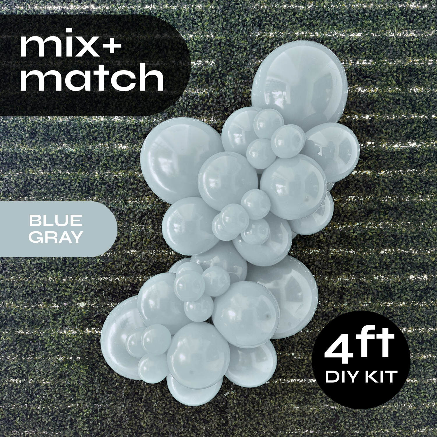 Pop Up Balloon Garland Kit, Mix & Match Blue Grey 4ft Professional Grade Latex Balloon Arch