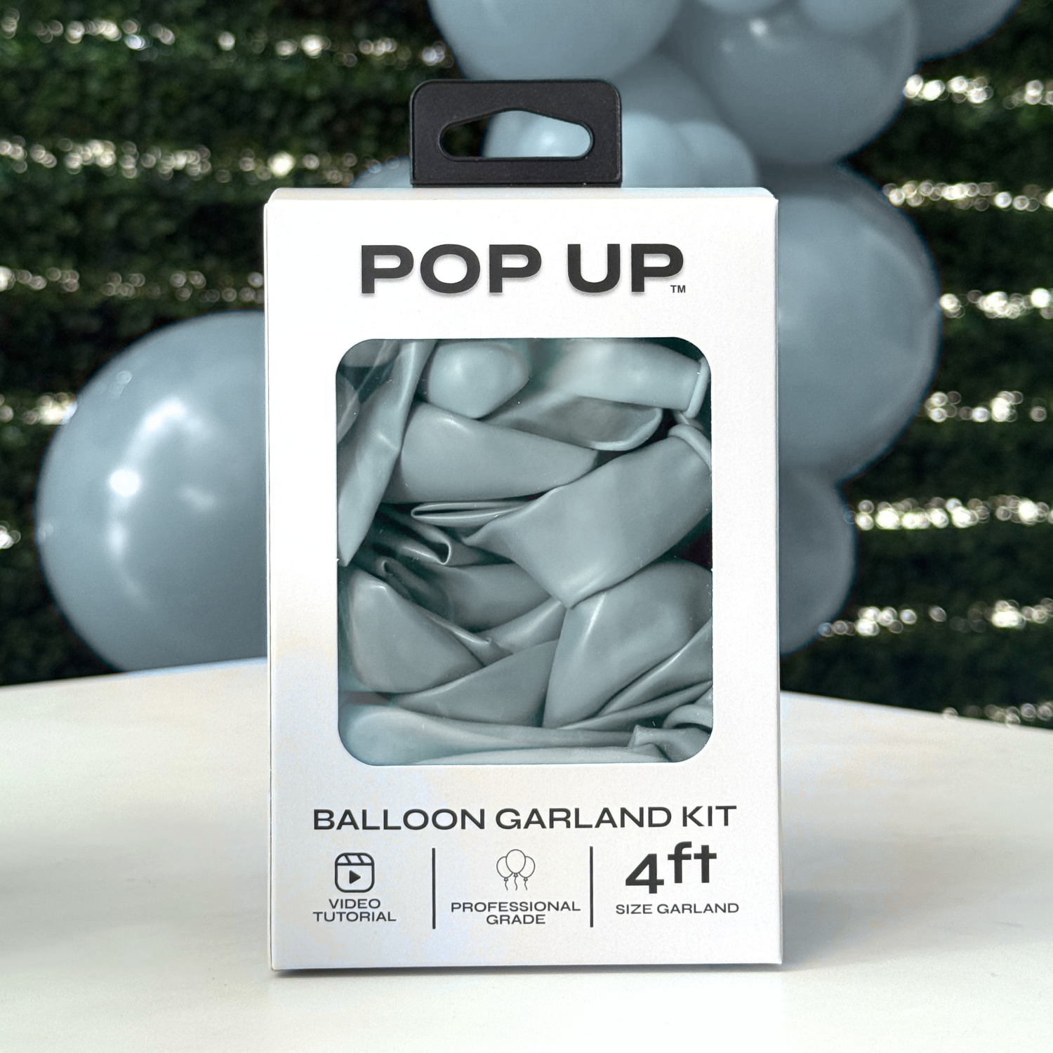 Pop Up Balloon Garland Kit, Mix & Match Blue Grey 4ft Professional Grade Latex Balloon Arch
