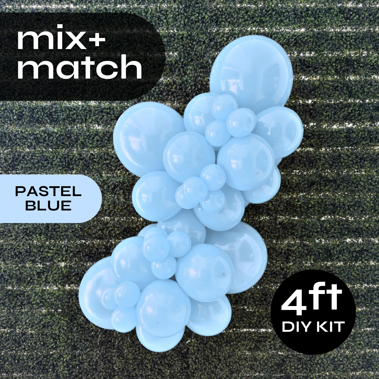 Pop Up Balloon Garland Kit, Mix & Match Pastel Blue 4ft Professional Grade Latex Balloon Arch