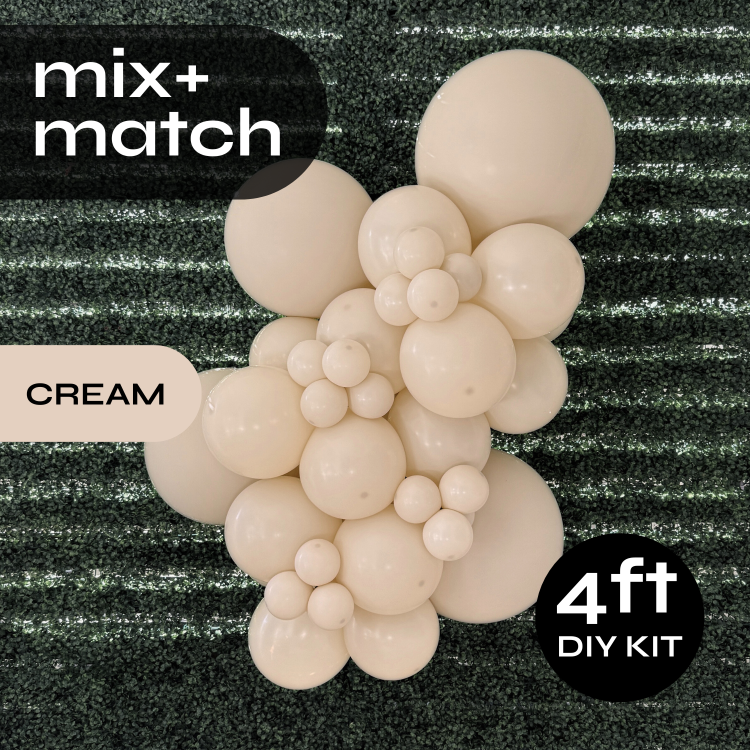 Pop Up Balloon Garland Kit, Mix & Match Cream 4ft Professional Grade Latex Balloon Arch