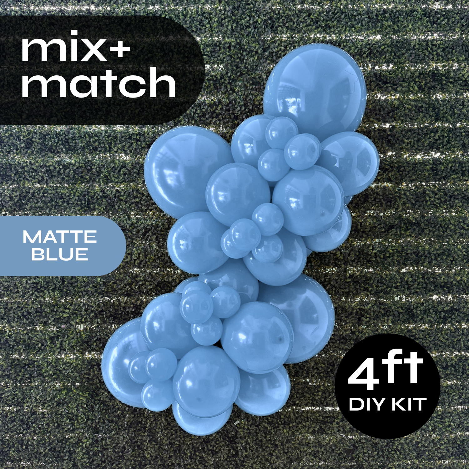 Pop Up Balloon Garland Kit, Mix & Match Matte Blue 4ft Professional Grade Latex Balloon Arch