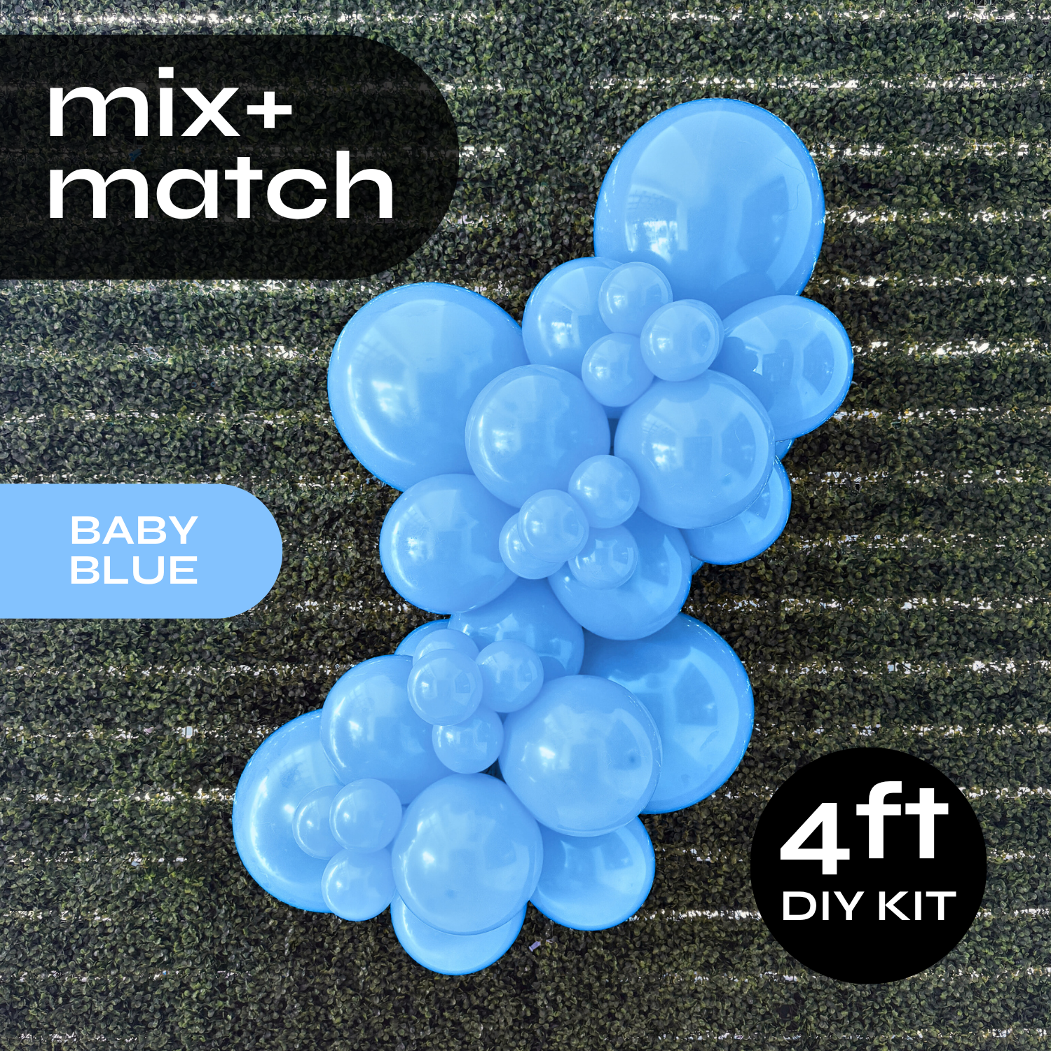 Pop Up Balloon Garland Kit, Mix & Match Baby Blue 4ft Professional Grade Latex Balloon Arch