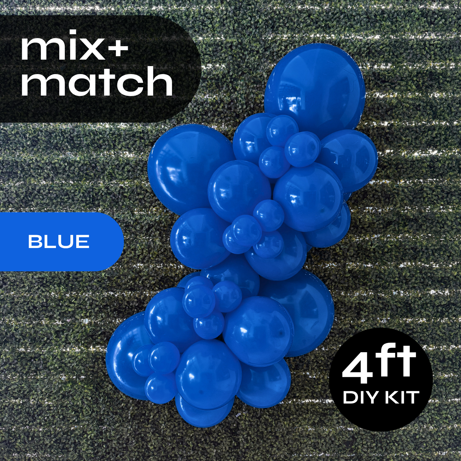 Pop Up Balloon Garland Kit, Mix & Match Blue 4ft Professional Grade Latex Balloon Arch