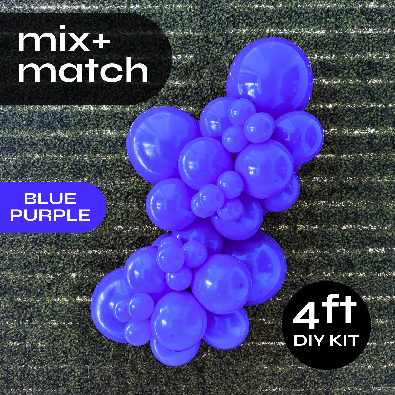 Pop Up Balloon Garland Kit, Mix & Match Blue Purple 4ft Professional Grade Latex Balloon Arch