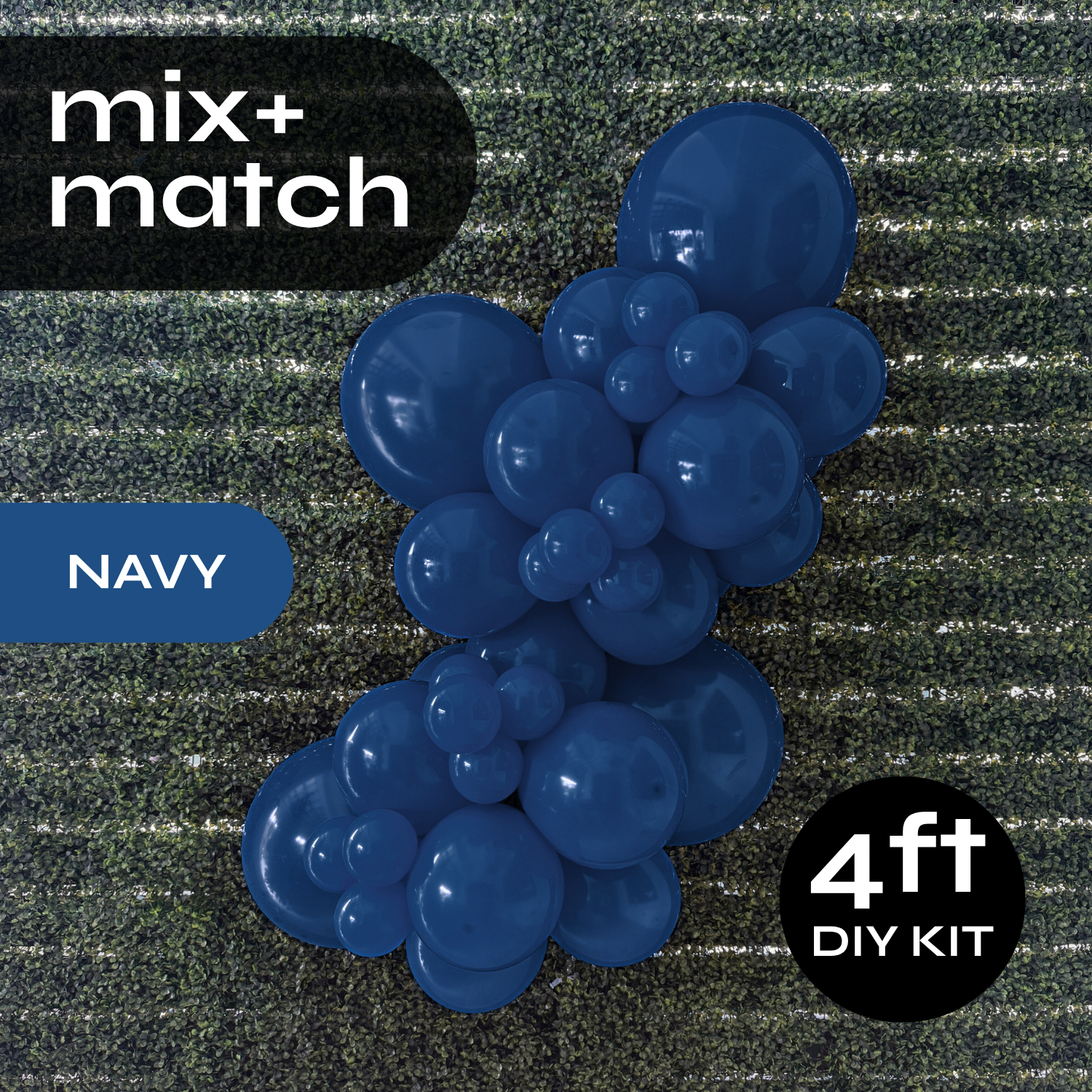 Pop Up Balloon Garland Kit, Mix & Match Navy 4ft Professional Grade Latex Balloon Arch