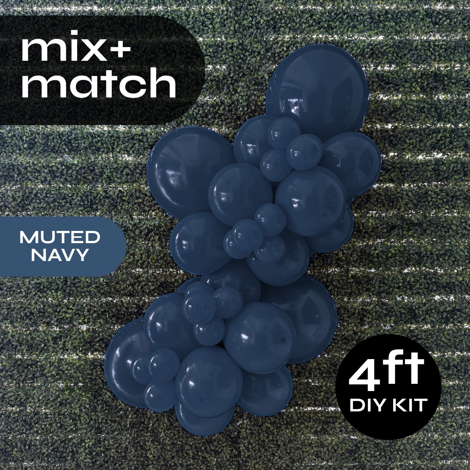 Pop Up Balloon Garland Kit, Mix & Match Muted Navy 4ft Professional Grade Latex Balloon Arch