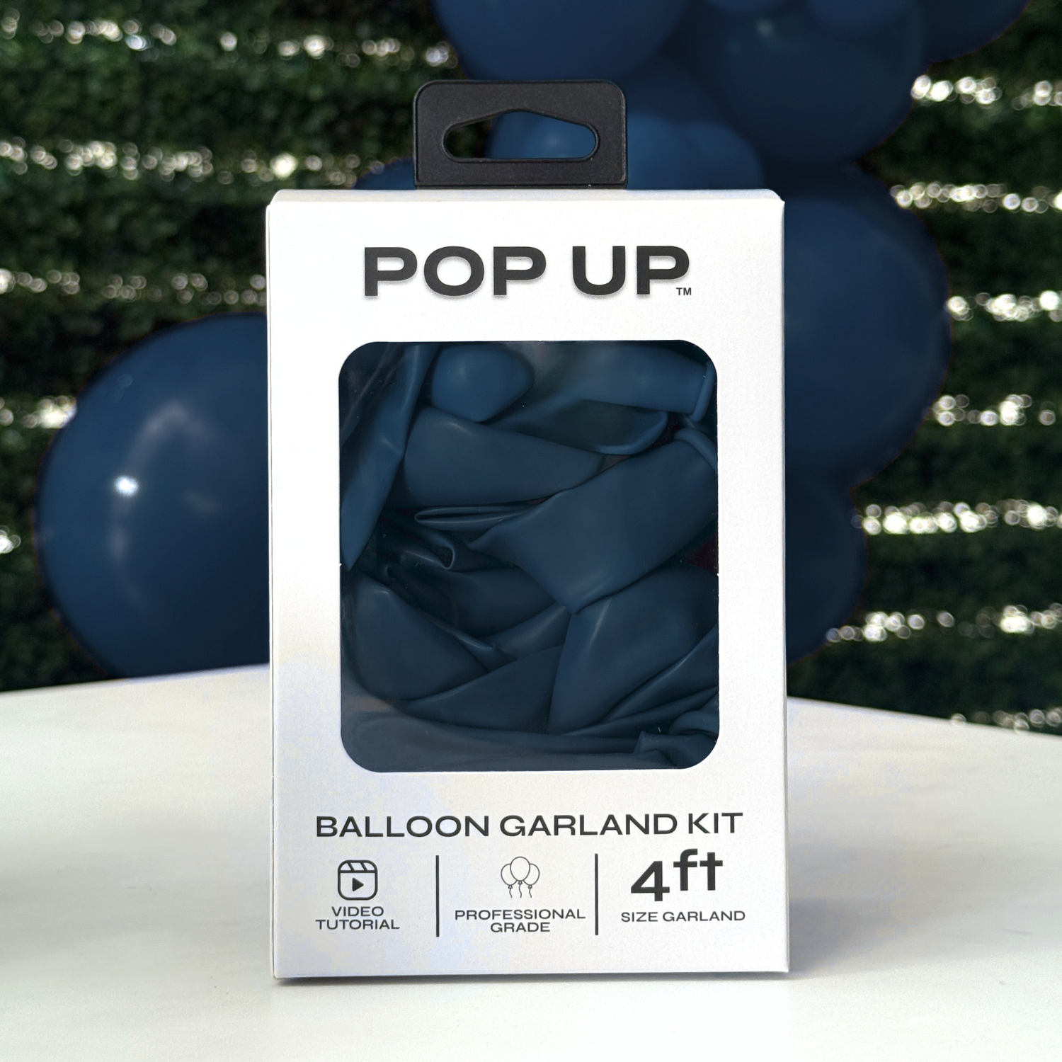 Pop Up Balloon Garland Kit, Mix & Match Muted Navy 4ft Professional Grade Latex Balloon Arch