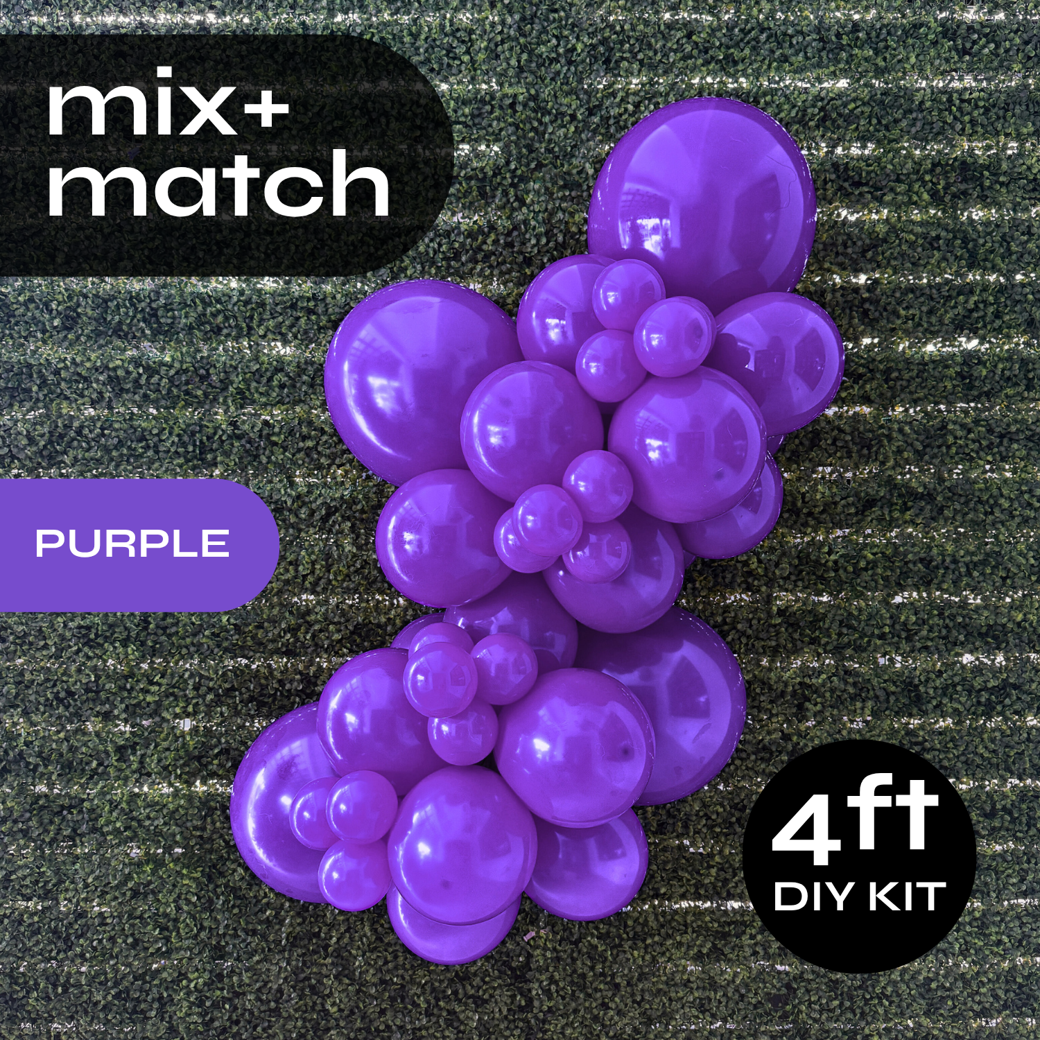 Pop Up Balloon Garland Kit, Mix & Match Purple 4ft Professional Grade Latex Balloon Arch