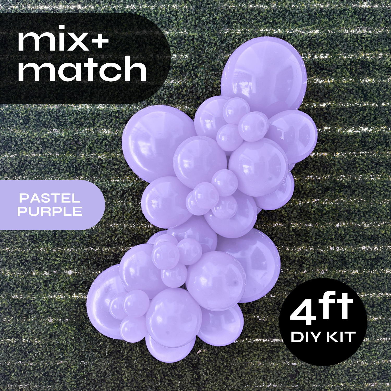 Pop Up Balloon Garland Kit, Mix & Match Pastel Purple 4ft Professional Grade Latex Balloon Arch