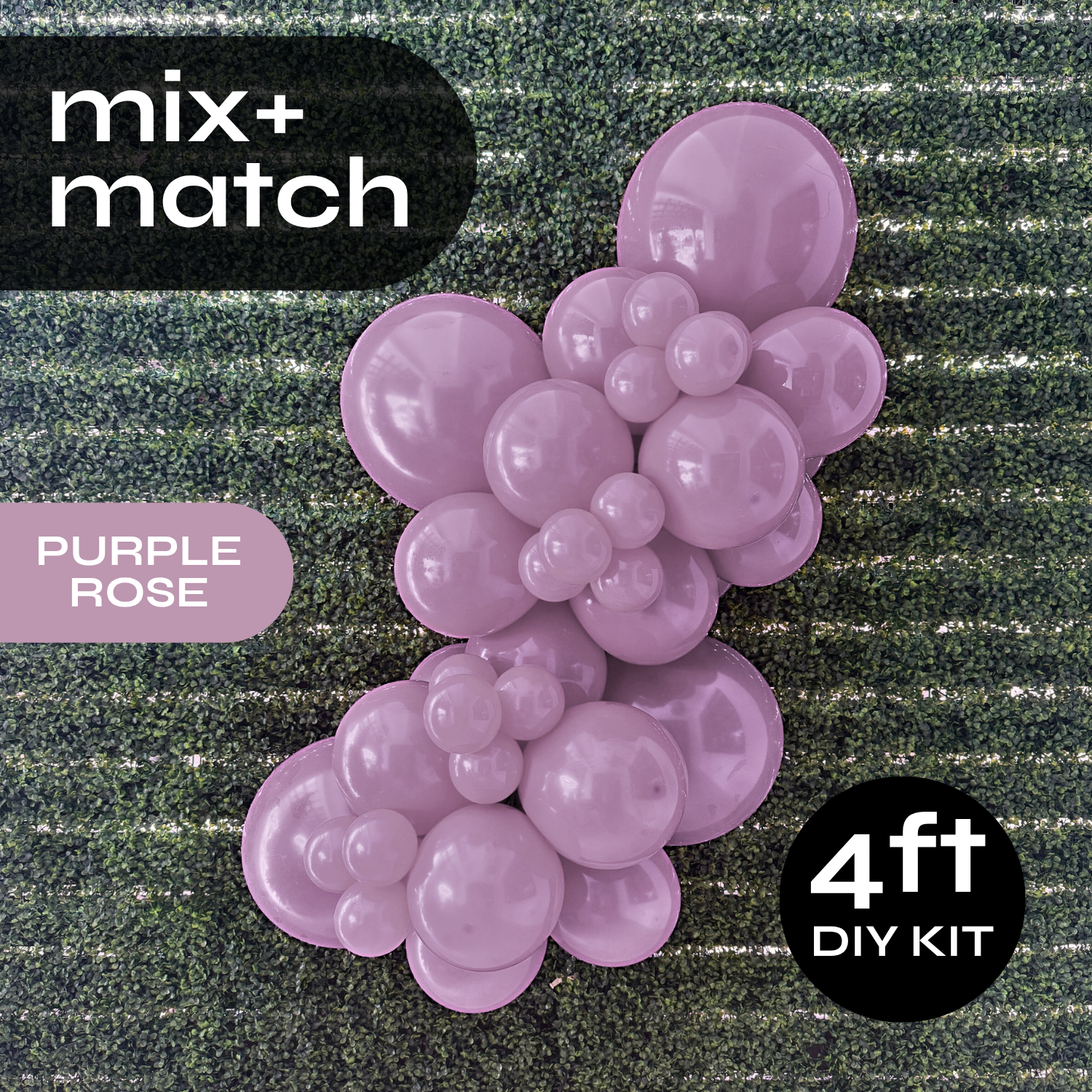 Pop Up Balloon Garland Kit, Mix & Match Purple Rose 4ft Professional Grade Latex Balloon Arch