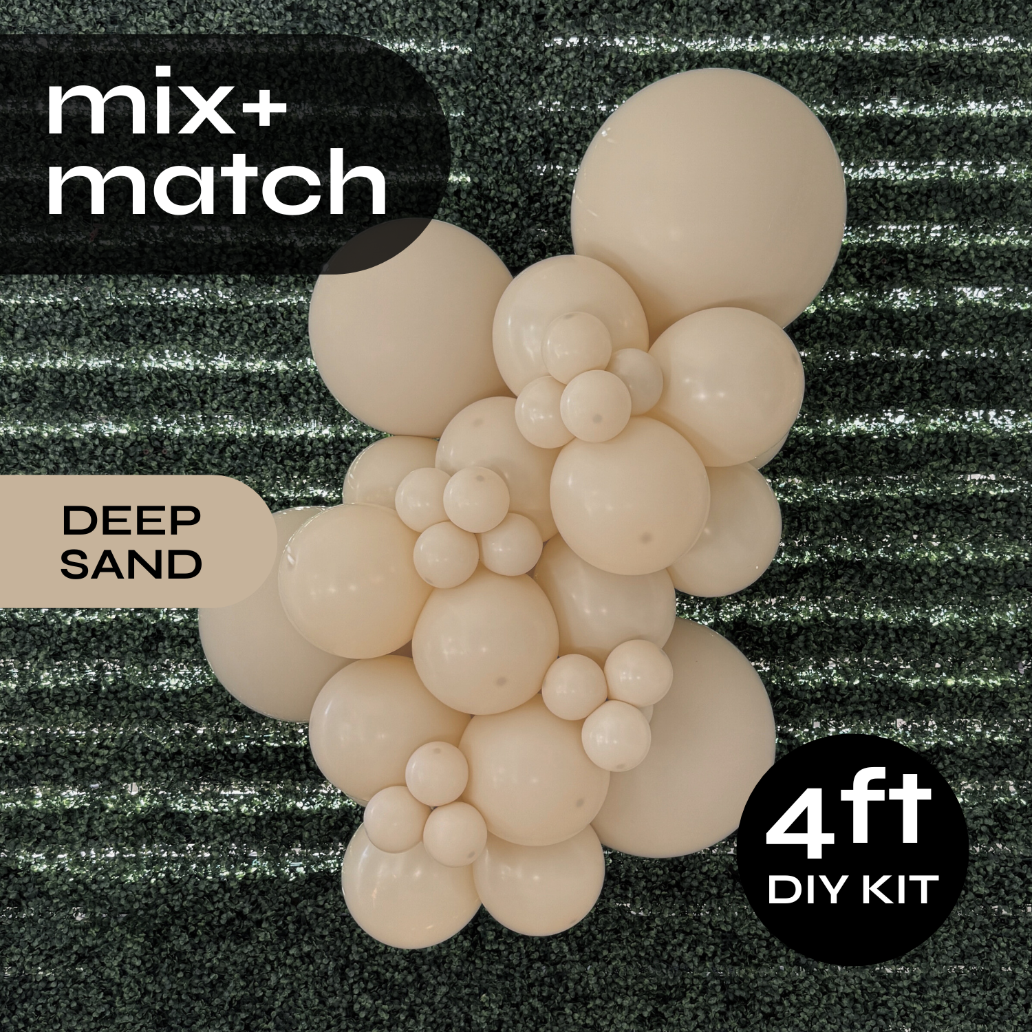 Pop Up Balloon Garland Kit, Mix & Match Deep Sand 4ft Professional Grade Latex Balloon Arch