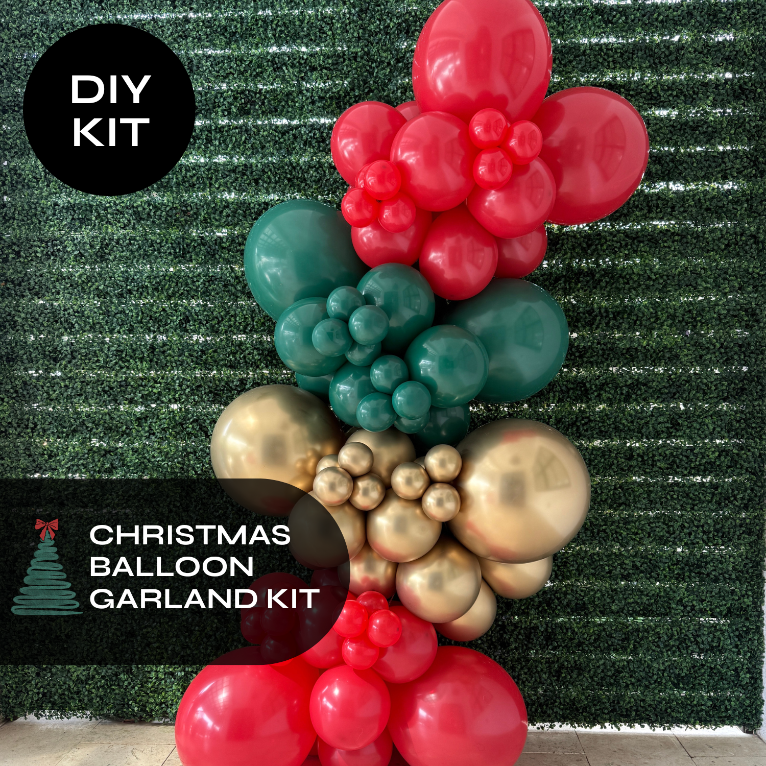 Christmas Balloon Garland Kit - Red, Deep Green, Gold